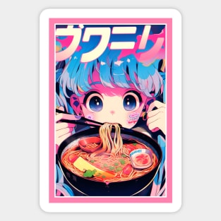 Cute Anime Girl |  Ramen Noodles | Hentaii Chibi Kawaii Design Sticker